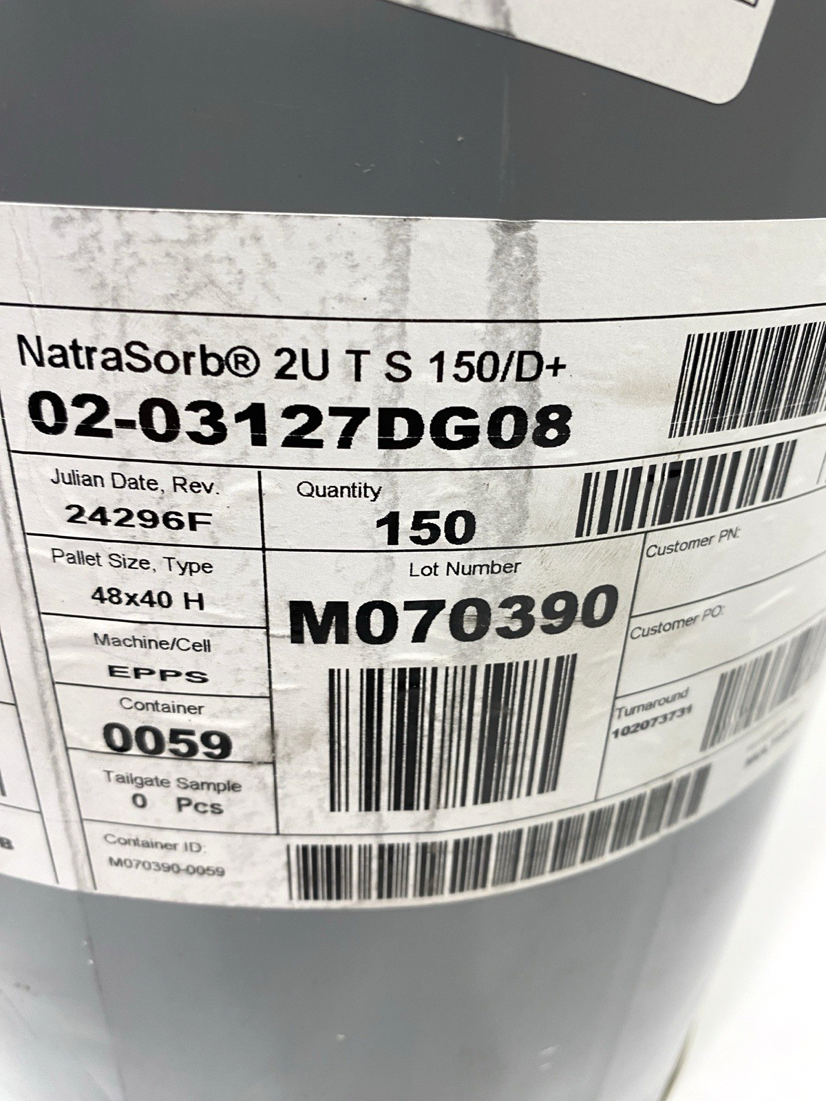 Natrasorb 02-03127DG08 2U T S 150/D+ Pail of 150 PCS MFD: 6/29/24 - Maverick Industrial Sales