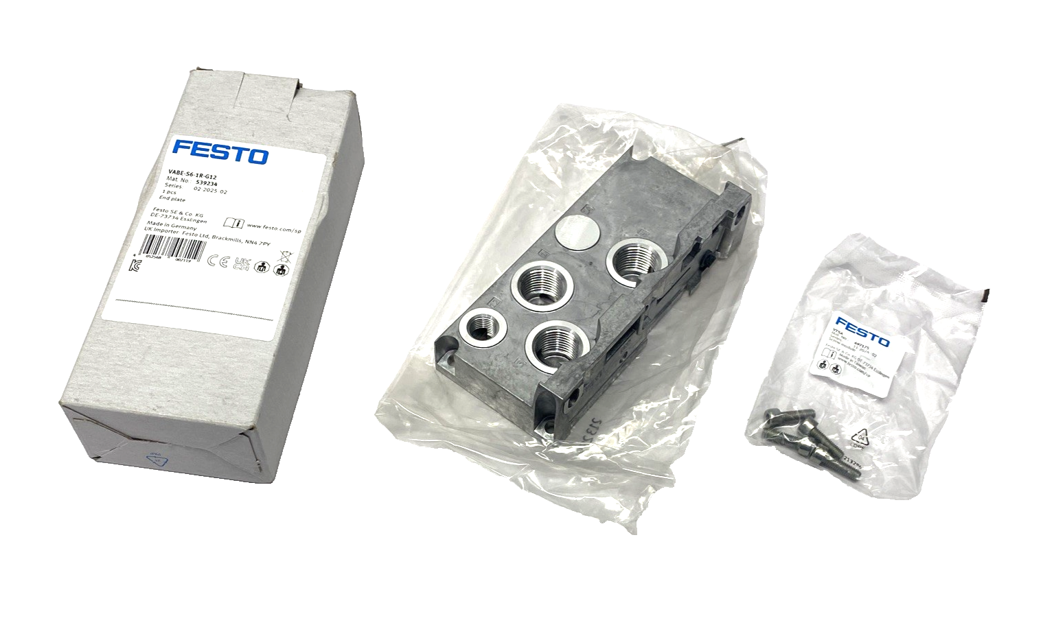 VABE-S6-1R-G12 | Festo Valve Manifold End Plate 539234 - New – Open box - Maverick Industrial Sales
