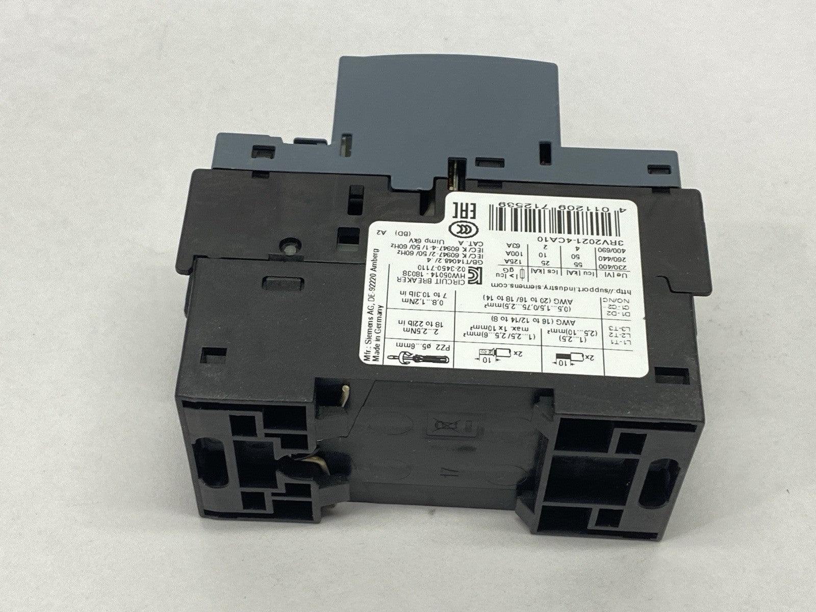 Siemens 3RV2021-4CA10 Circuit Breaker For Motor Protection 16-22A 256A 480V - Maverick Industrial Sales