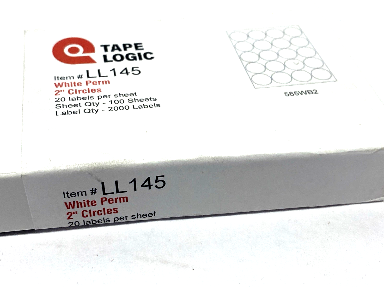 Tape Logic LL145 Laser Labels, White Perm, 2" Circles, BOX OF 2000 LABELS - Maverick Industrial Sales