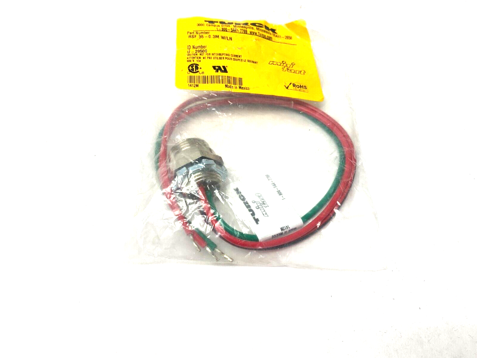 Turck RSF 35-0.3M W/LN Minifast Pan-Mount Bulkhead Receptacle Connector U-29500 - Maverick Industrial Sales