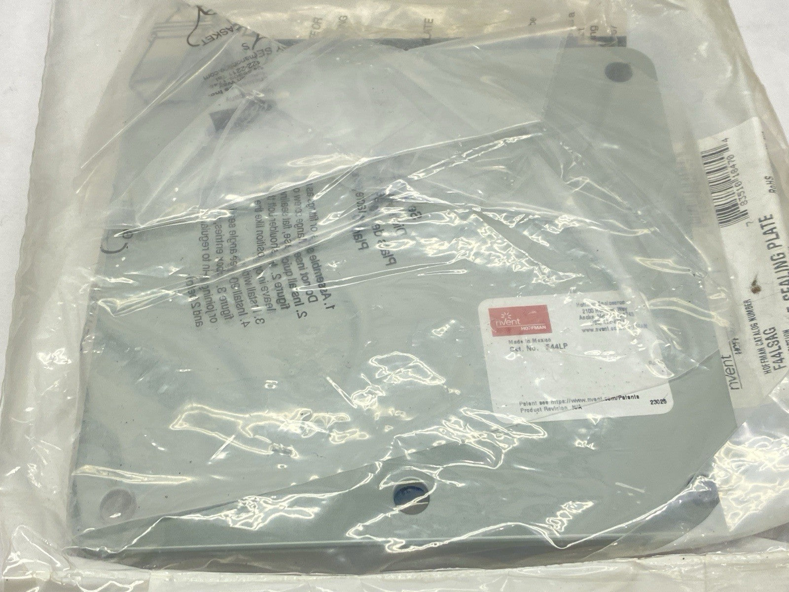 Hoffman F44LP nVent Lay-In Closure Plate Hinged Cover 4.00 x 4.00" Gray - Maverick Industrial Sales