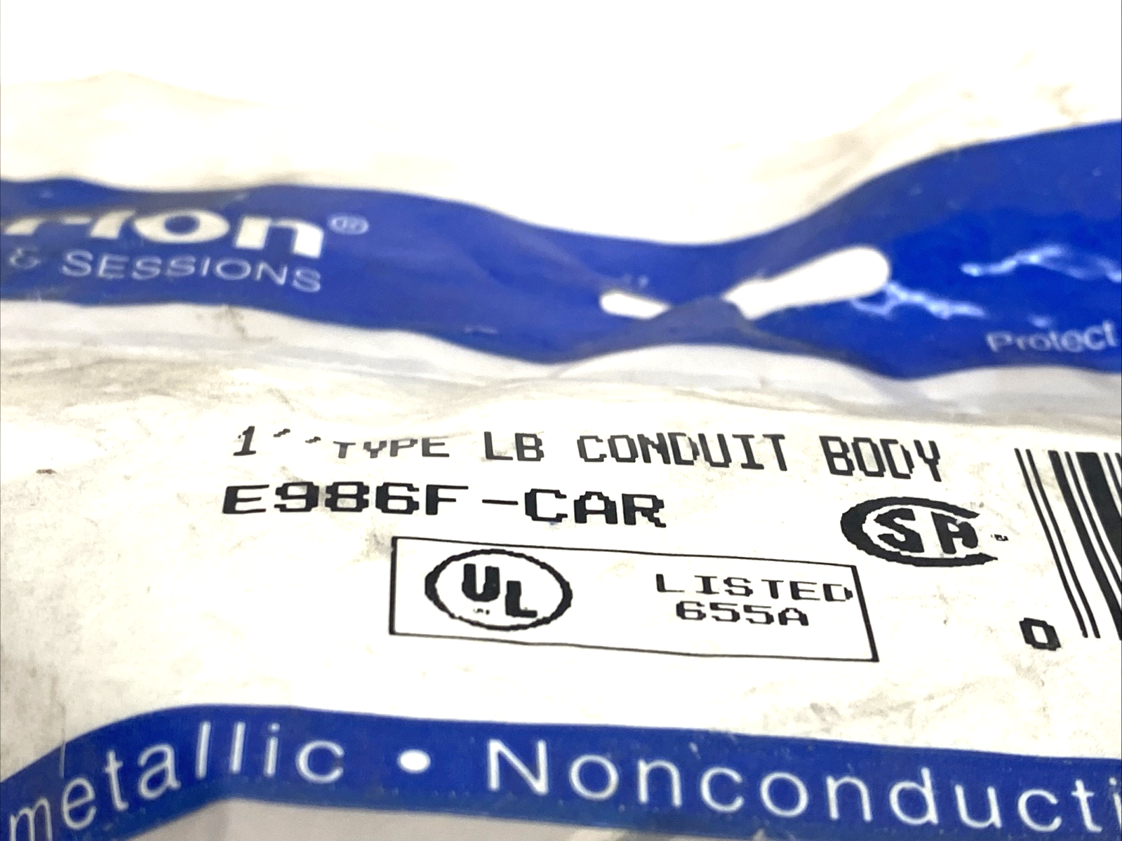 Carlon E986F-CAR LB-Type PVC Conduit Body 5-9/32" L x 1-3/4" W 1" Hub 6" OAL - Maverick Industrial Sales