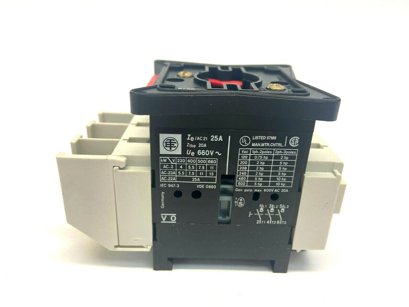 Schneider Electric V0 25A Switch Body w/ Red Padlockable Handle & VZ20 Contact - Maverick Industrial Sales