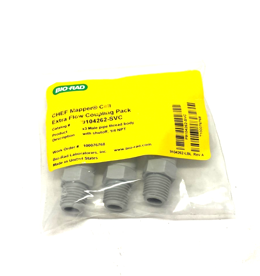 Bio Rad 9104262-SVC Extra Flow Coupling 1/4" NPT for CHEF Mapper Cell PKG OF 3 - Maverick Industrial Sales