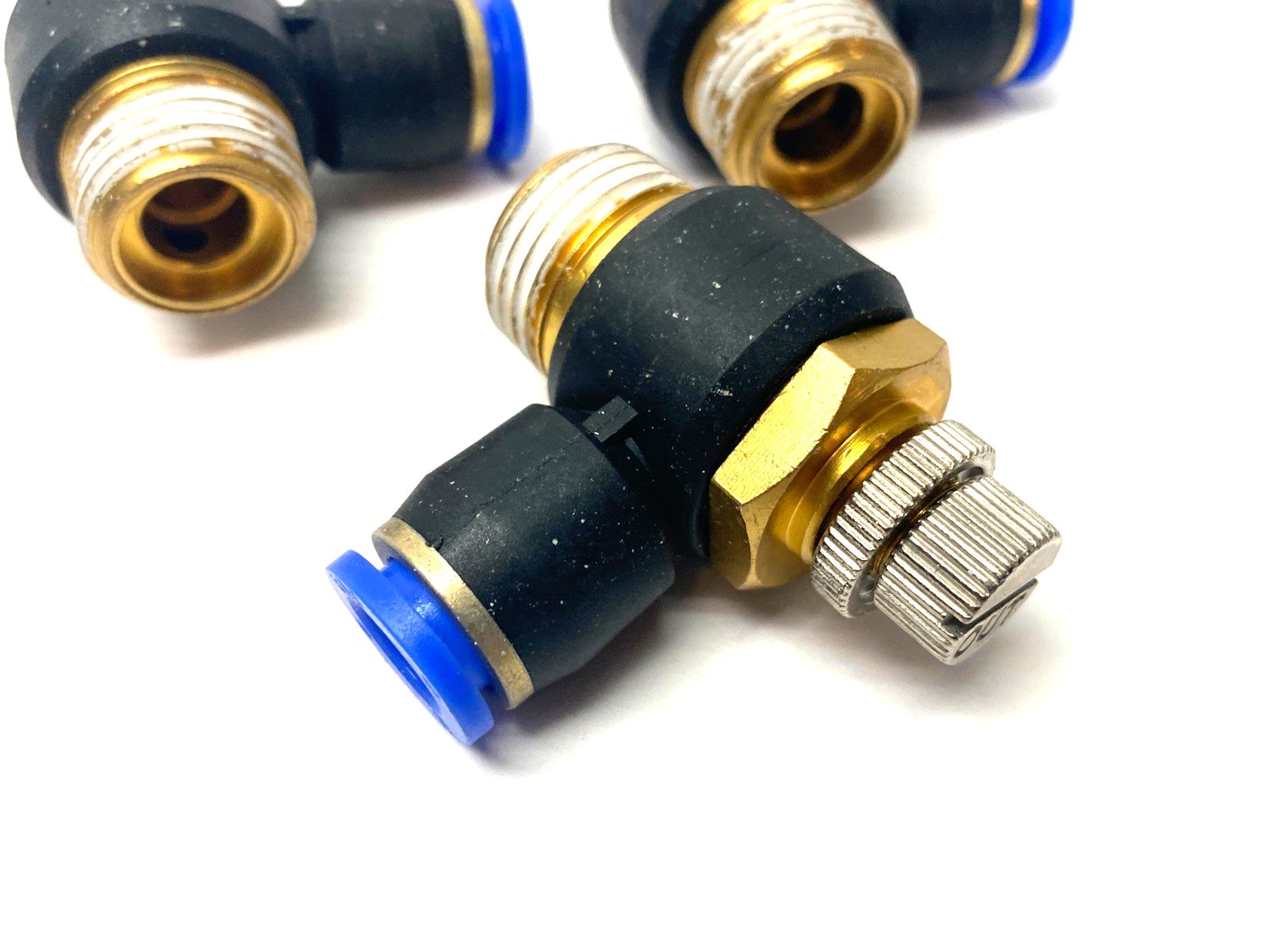 SNS JSC10-04 Flow Throttle/Speed Control Elbow Valve Fitting 10mm Tube LOT OF 3 - Maverick Industrial Sales