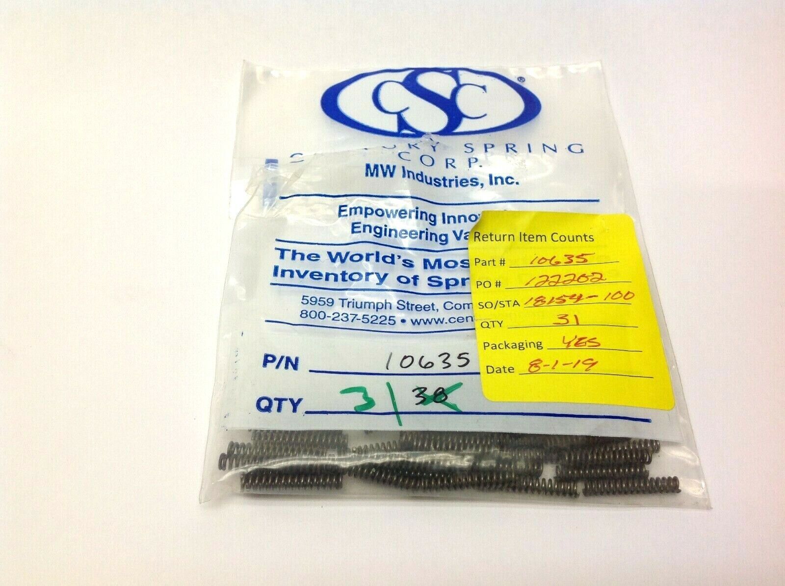 Century Spring 10635 Compression Spring Lot of 31 - Maverick Industrial Sales