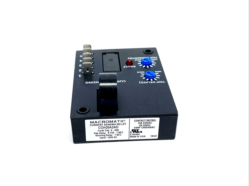 Macromatic COH20A2AD Current Sensing Relay 2-20A 0.150-7 Sec. 10A SPDT 120VAC - Maverick Industrial Sales