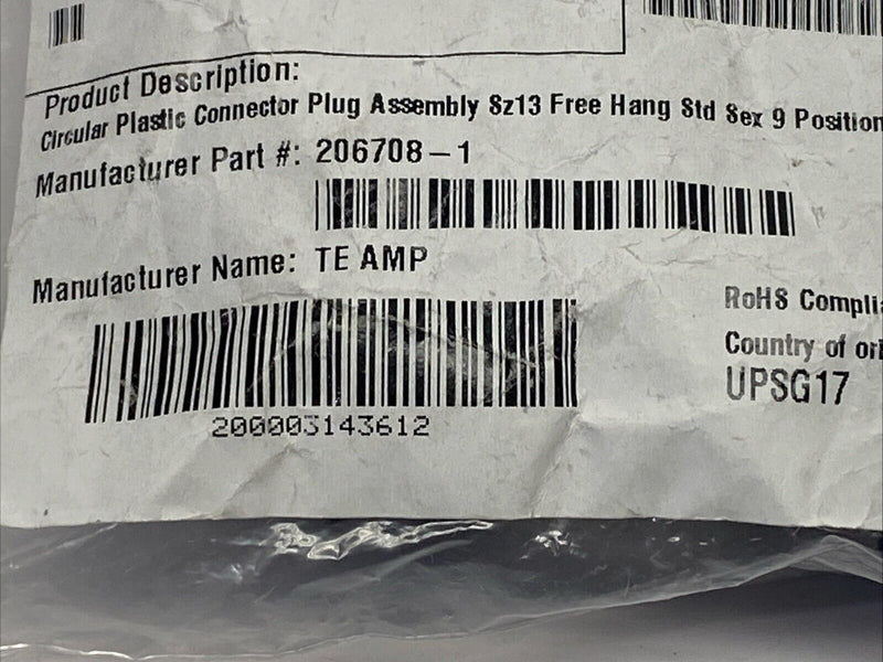 AMP 206708-1 Circular Connector Plug Assembly Sz13 9-Position LOT OF 9 - Maverick Industrial Sales