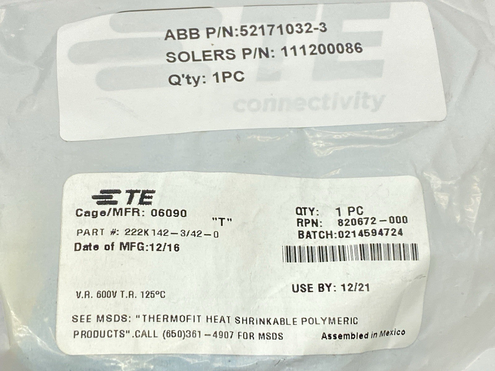 52171032-3 | ABB Heat Shrink Boot 111200086 - New - Maverick Industrial Sales