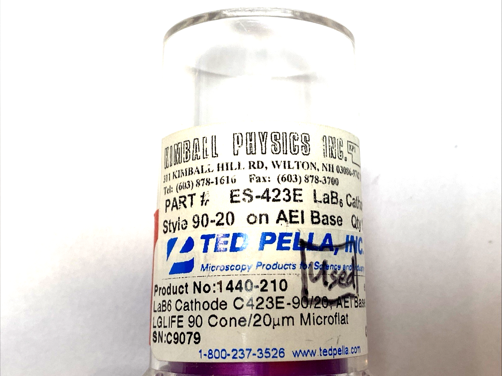 ES-423E | Kimball Physics LaB6 Cathode 90-15, AEI Base Thermionic Emitter - Used - Maverick Industrial Sales
