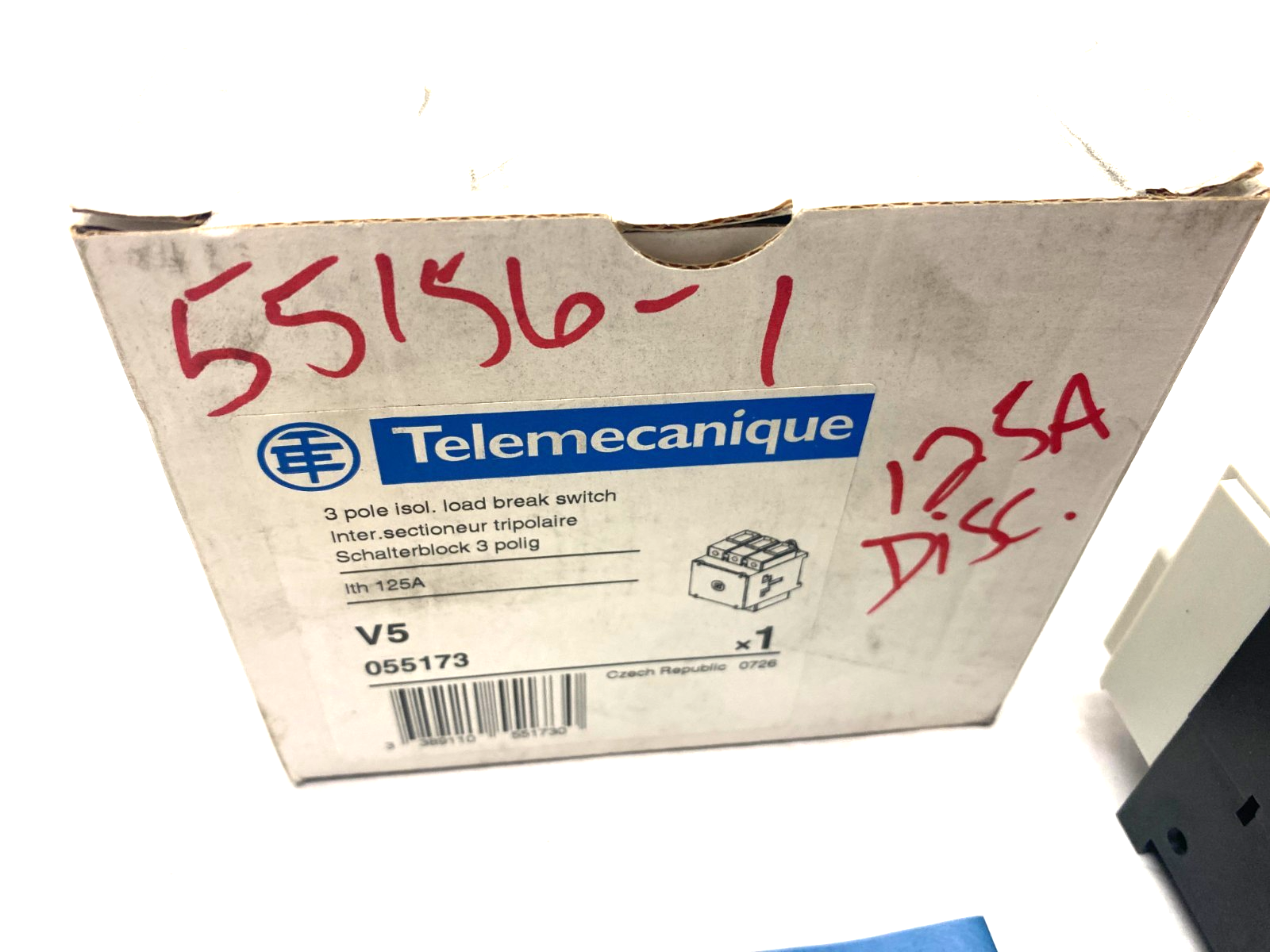 Telemecanique 055173 Isol. Load Break Switch V5 3-Pole 125A - Maverick Industrial Sales