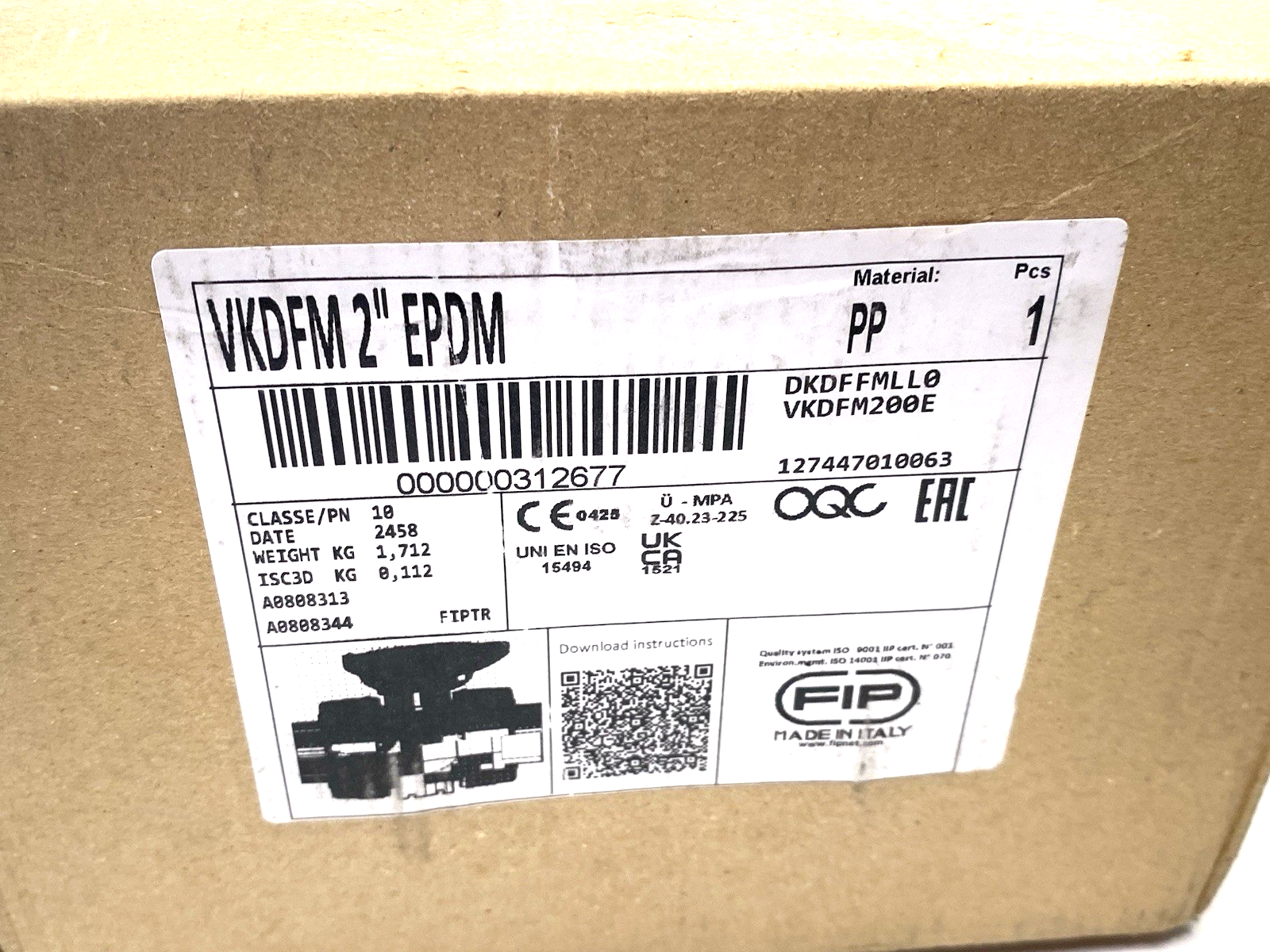 FIP VKDFM200E DUAL BLOCK® 2-way Ball Valve, BSP Threaded Ends VKDFM 2" EPDM - Maverick Industrial Sales