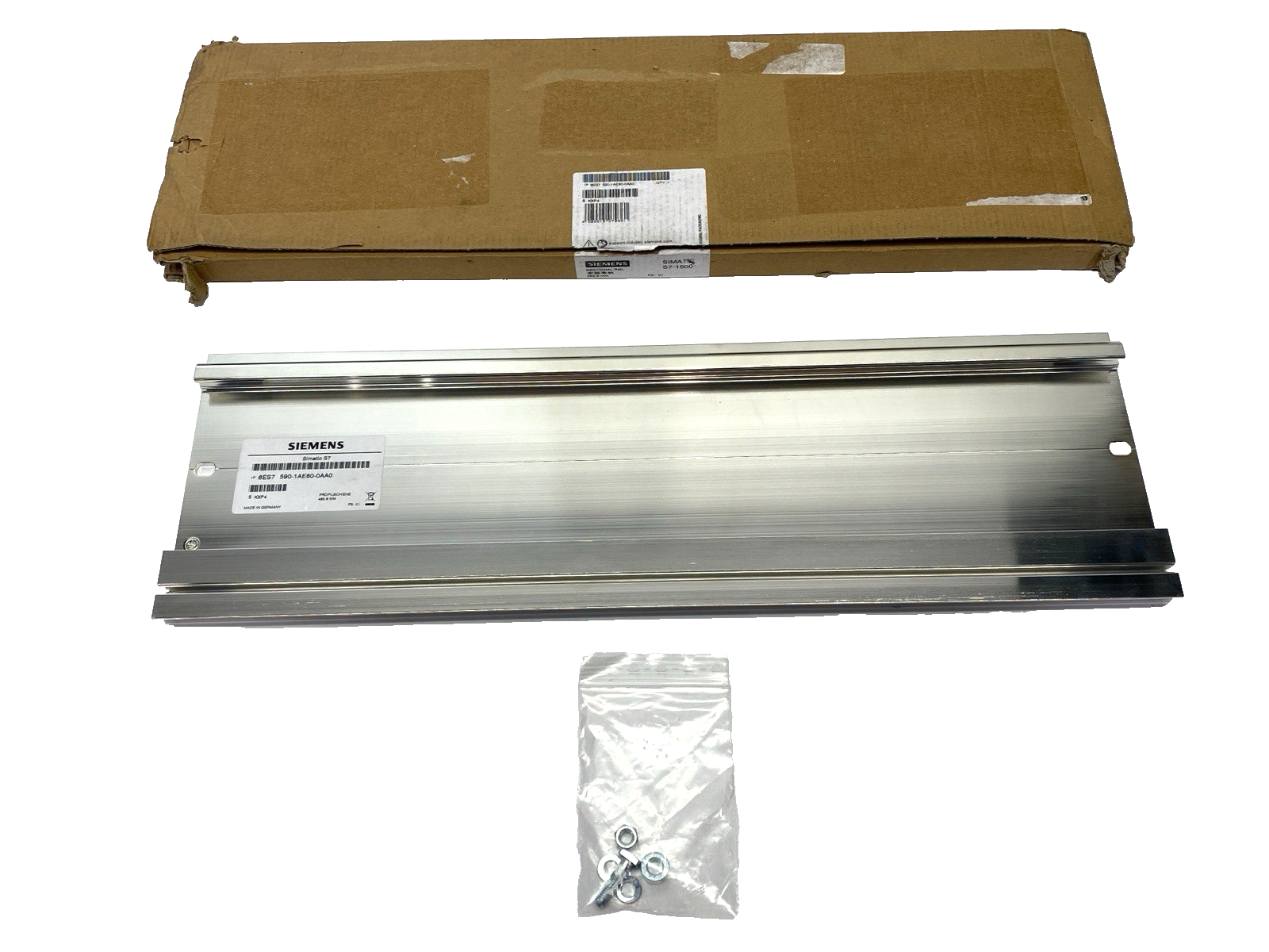 6ES7590-1AE80-0AA0 | Siemens SIMATIC S7-1500 Sectional Mounting Rail 482.6mm - New – Open box - Maverick Industrial Sales