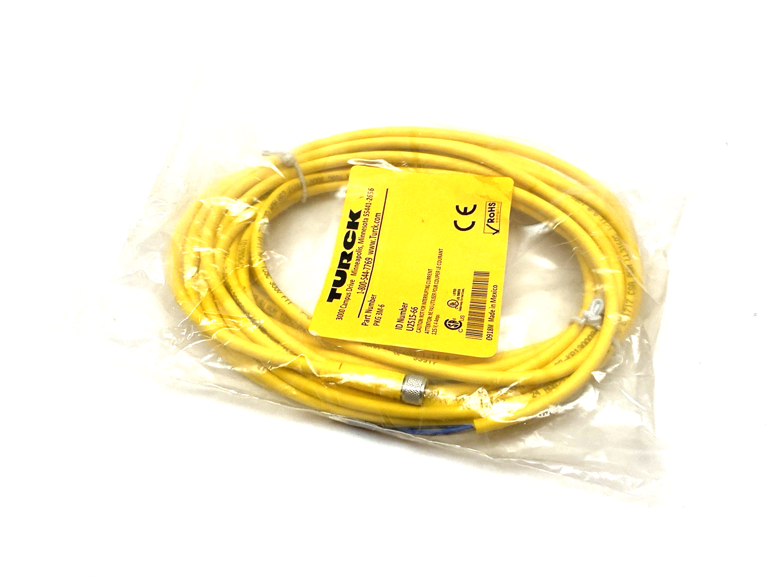 Turck PKG 3M-6 Single Ended Sensor/Actuator Cordset U2515-66 - Maverick Industrial Sales