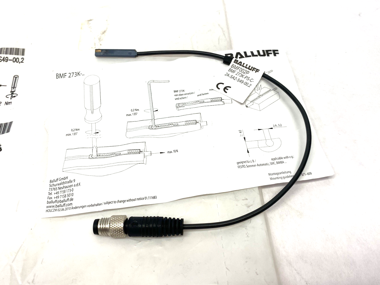 Balluff BMF002P C-Slot Magnetic Field Sensor BMF 273K-PS-C-2A-SA2-S49-00,2 - Maverick Industrial Sales