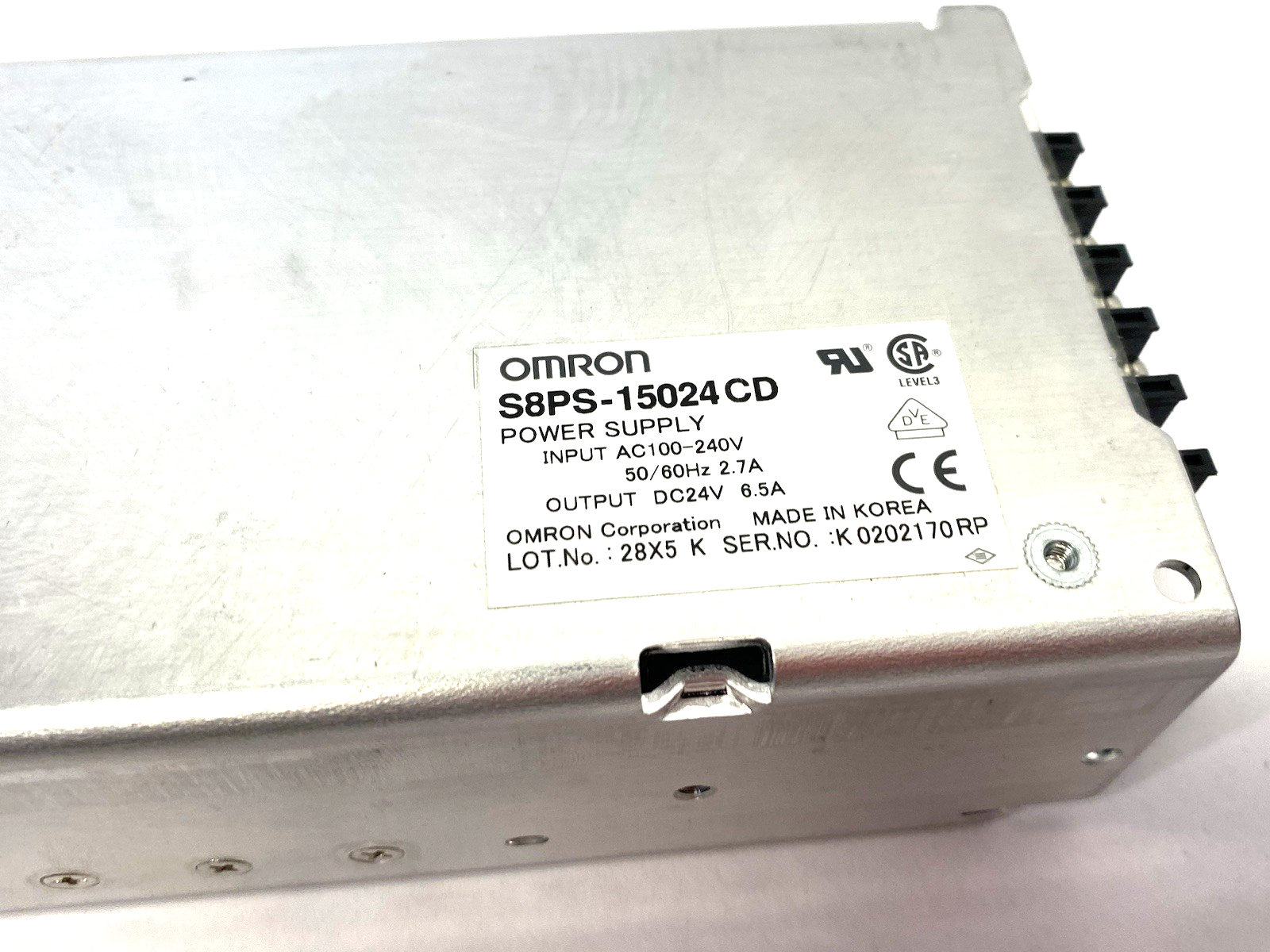 Omron S8PS-15024CD Power Supply Unit 100-240VAC 2.7/6.5A MISSING TERM. SCREW - Maverick Industrial Sales