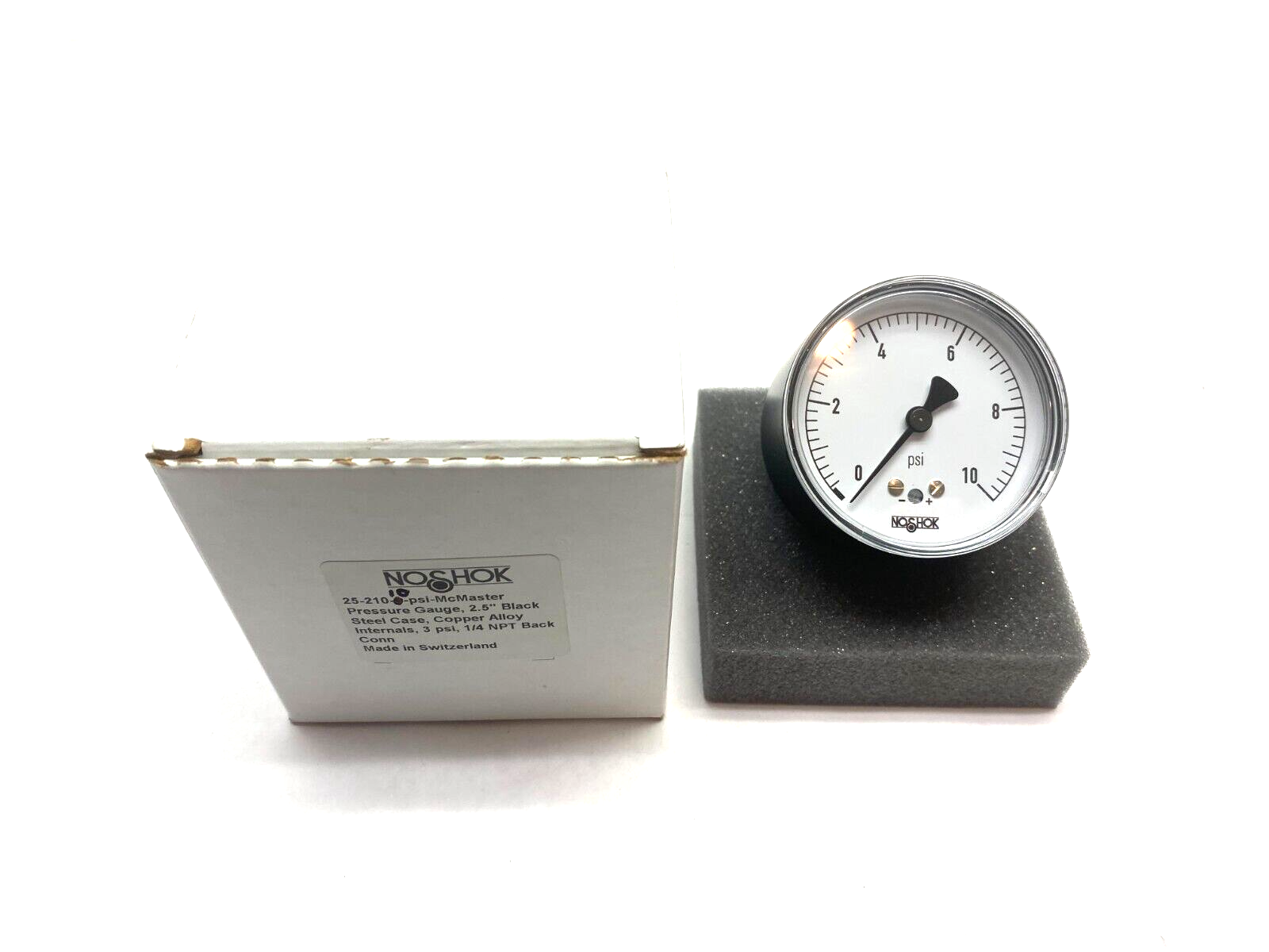 Noshok 25-210-10-psi-BBU Back Connection Pressure Gauge 1/4" NPT, 2-1/2" Dia. - Maverick Industrial Sales