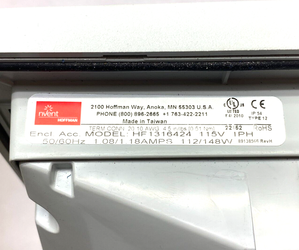 Hoffman HF1316424 Side Mount Filter Fan Thermally Protected 115V 484CFM Lt Gray - Maverick Industrial Sales