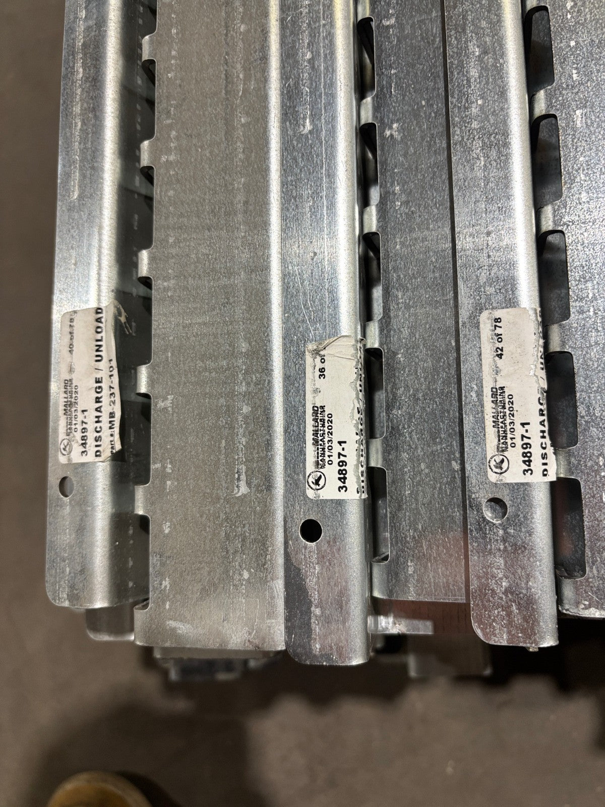 Mallard Manufacturing MB-237-101 Conveyor Discharge / Unload Beams, LOT OF 80 - Maverick Industrial Sales