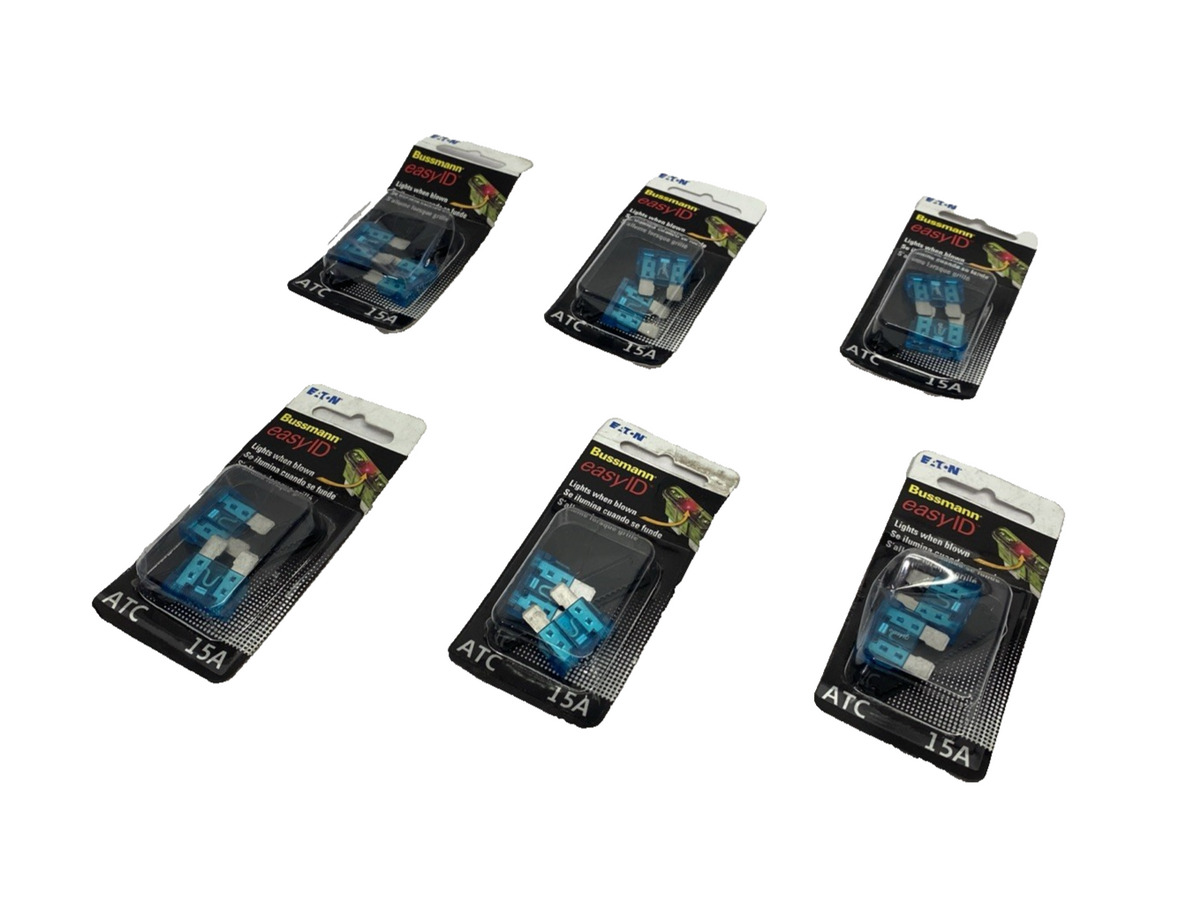 Eaton BP/ATC-15ID easyID Illuminating Blade Fuse 15A 2-PK, LOT OF 6, 12 TOTAL - Maverick Industrial Sales