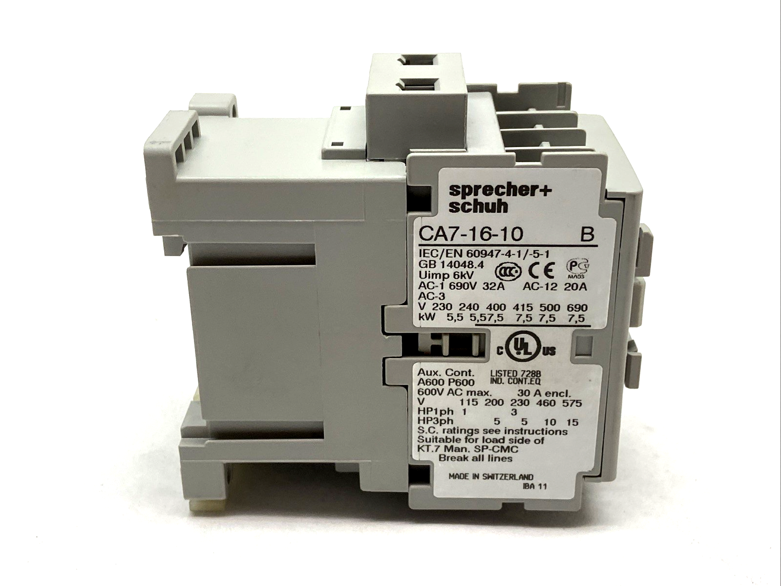 Sprecher+Schuh CA7-16-10 Contactor 3-Phase 5hp 230V 24V Coil - Maverick Industrial Sales