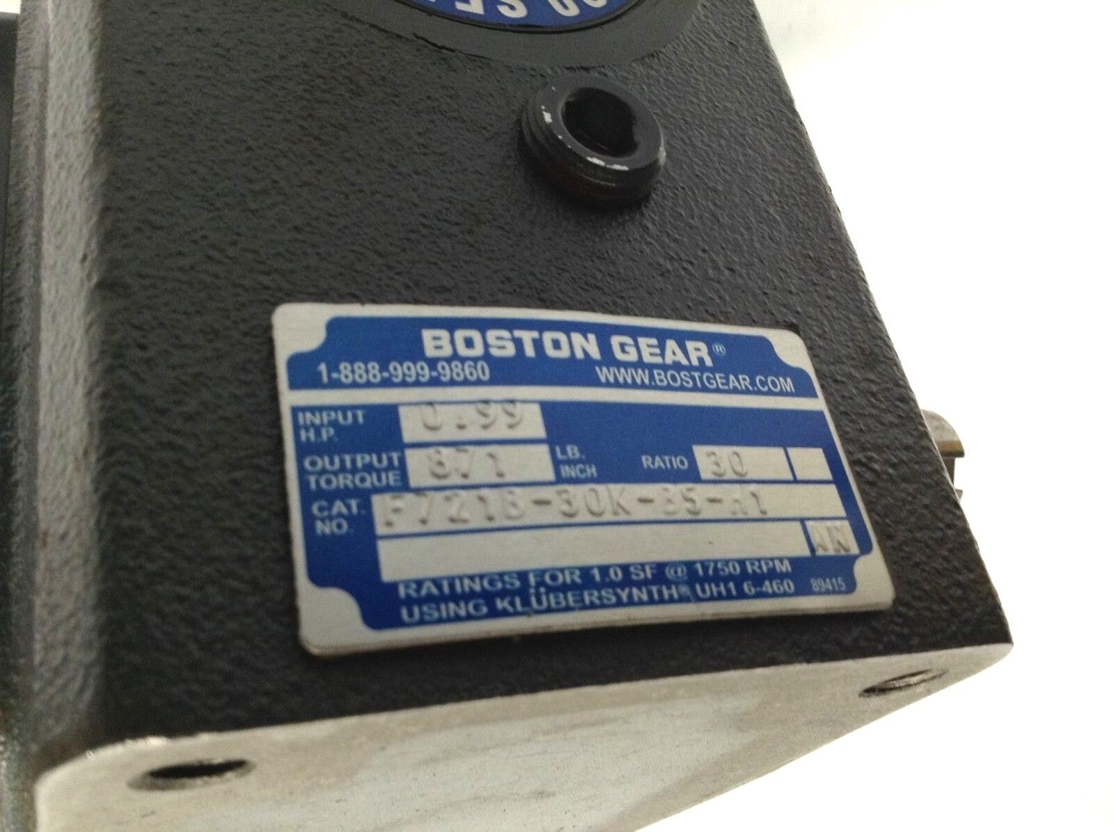 Boston Gear F721B30KB5H1 Dual Shaft Speed Reducer 0.99HP 30:1 Ratio - Maverick Industrial Sales