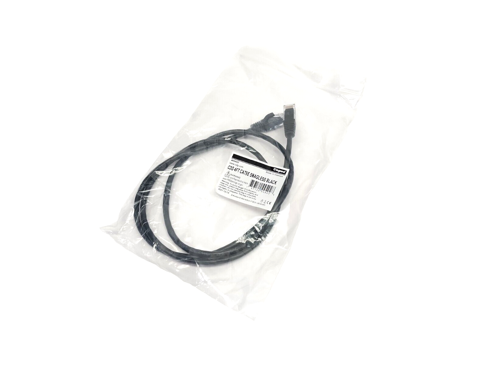 C2G 00402 CAT5E Snagless UTP RJ45 Network Patch Cable 4FT, Black, LOT OF 2 - Maverick Industrial Sales