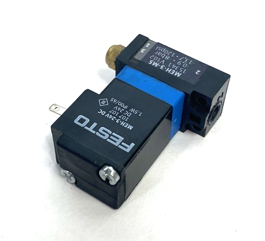 Festo MEH-3-M5 Solenoid Actuated Valve 3/2-way Direct Acting 15341 - Maverick Industrial Sales