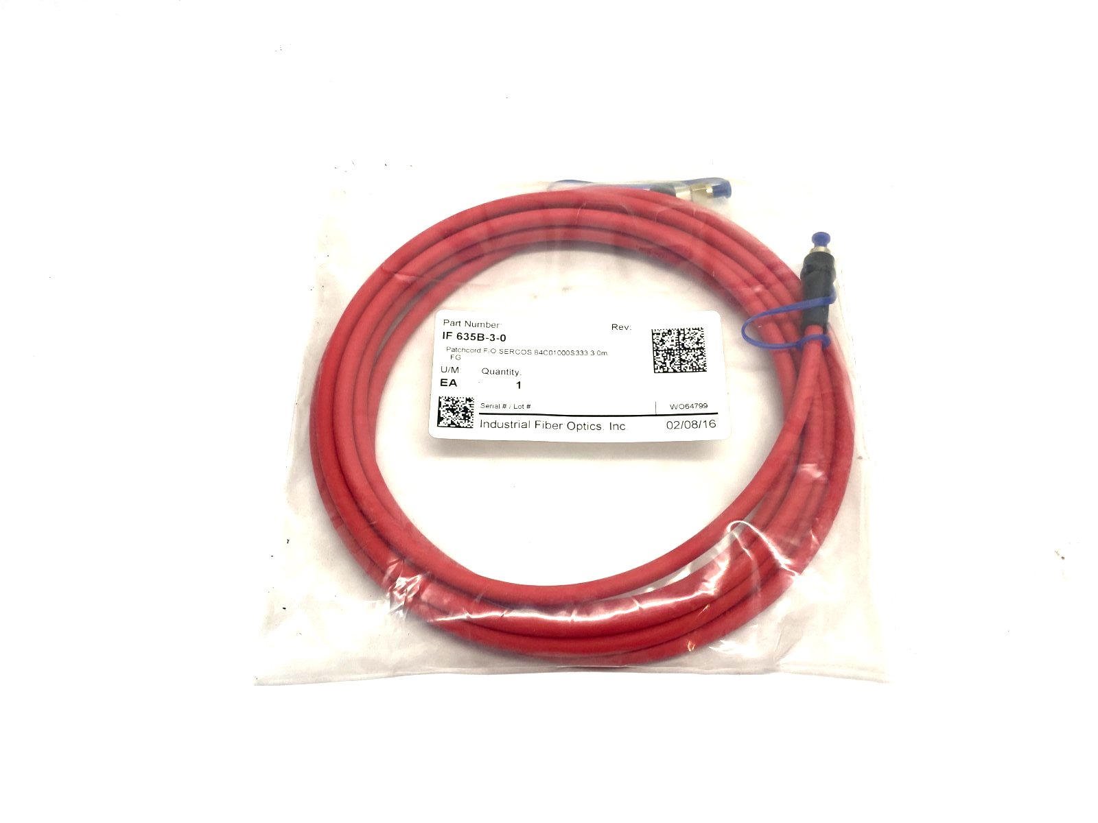 Industrial Fiber Optics IF 635B-3-0 Patchcord F/O SERCOS 84C01000S333 3.0m - Maverick Industrial Sales