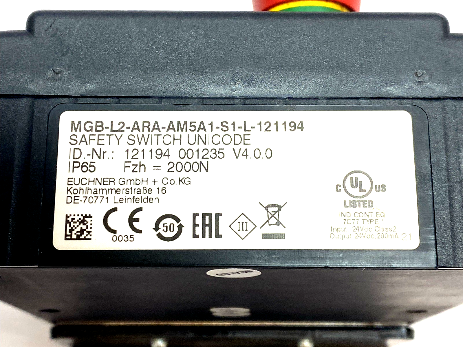 Euchner MGB-L2-ARA-AM5A1-S1-L-121194 Safety Gate Locking Module w/ E-Stop - Maverick Industrial Sales