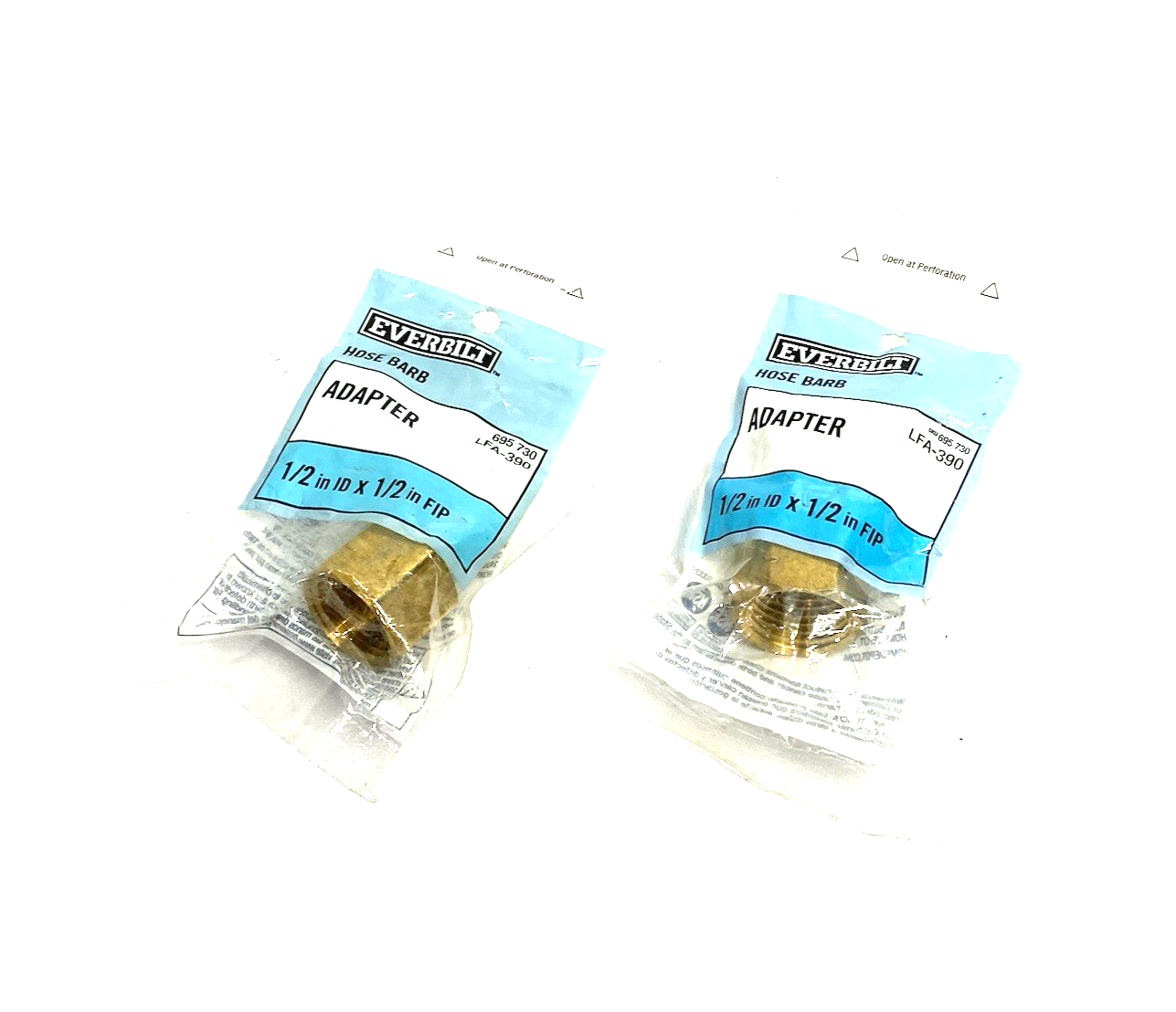 LFA-390 | Everbilt Brass Hose Barb Fitting 1/2" ID x 1/2" FIP 695 730 LOT OF 2 - New - Maverick Industrial Sales