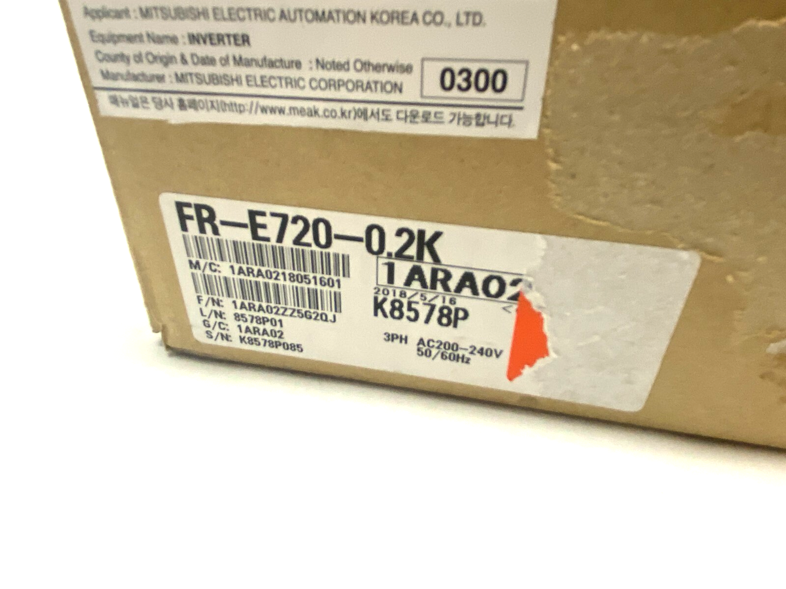 Mitsubishi FR-E720-0.2K Variable Frequency Drive 3PH, 0.2kW 1/4HP 220/230VAC - Maverick Industrial Sales