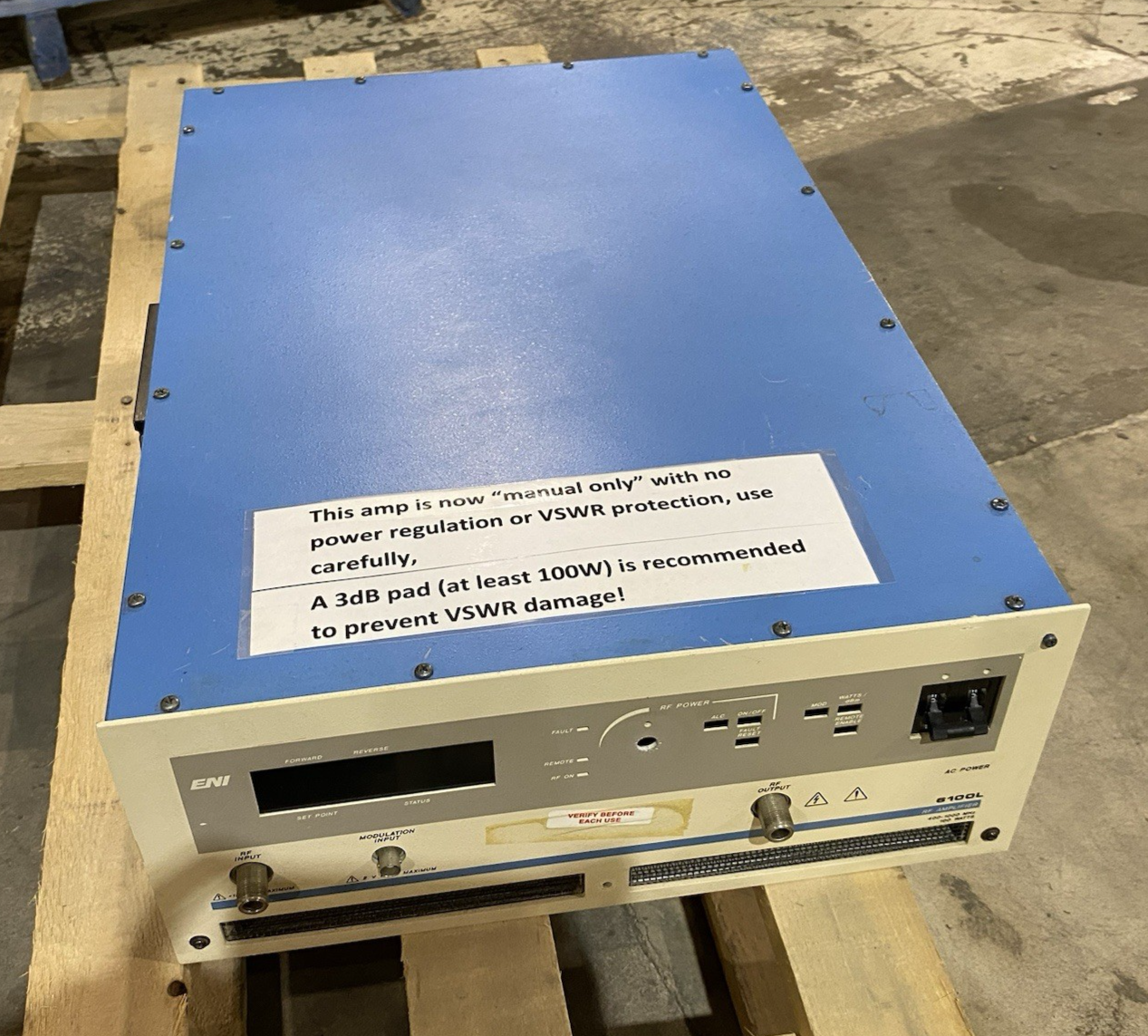 6100L-01 | ENI RF Amplifier Unit 400-1000MHz, 100W - Used - Maverick Industrial Sales