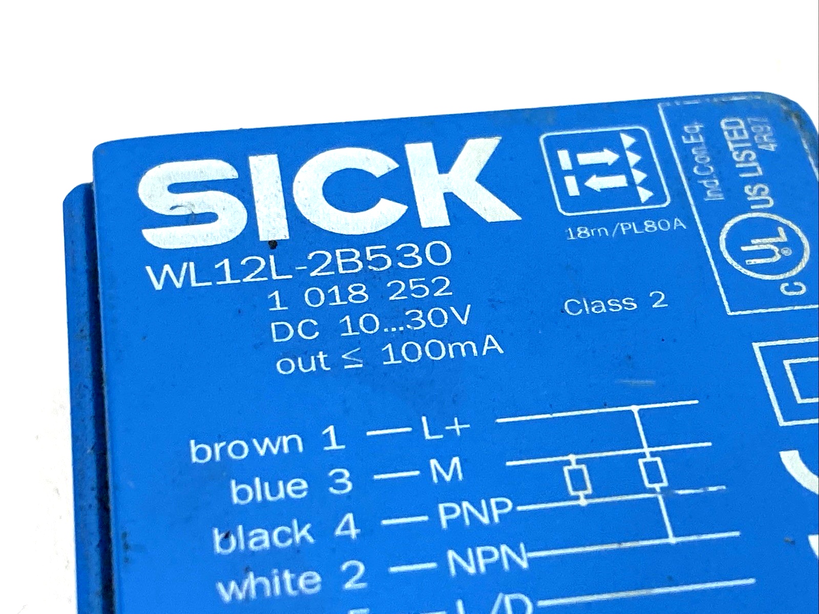 Sick WL12L-2B530 Retro-Reflective Photoelectric Sensor, 0...18m Range, 1018252 - Maverick Industrial Sales