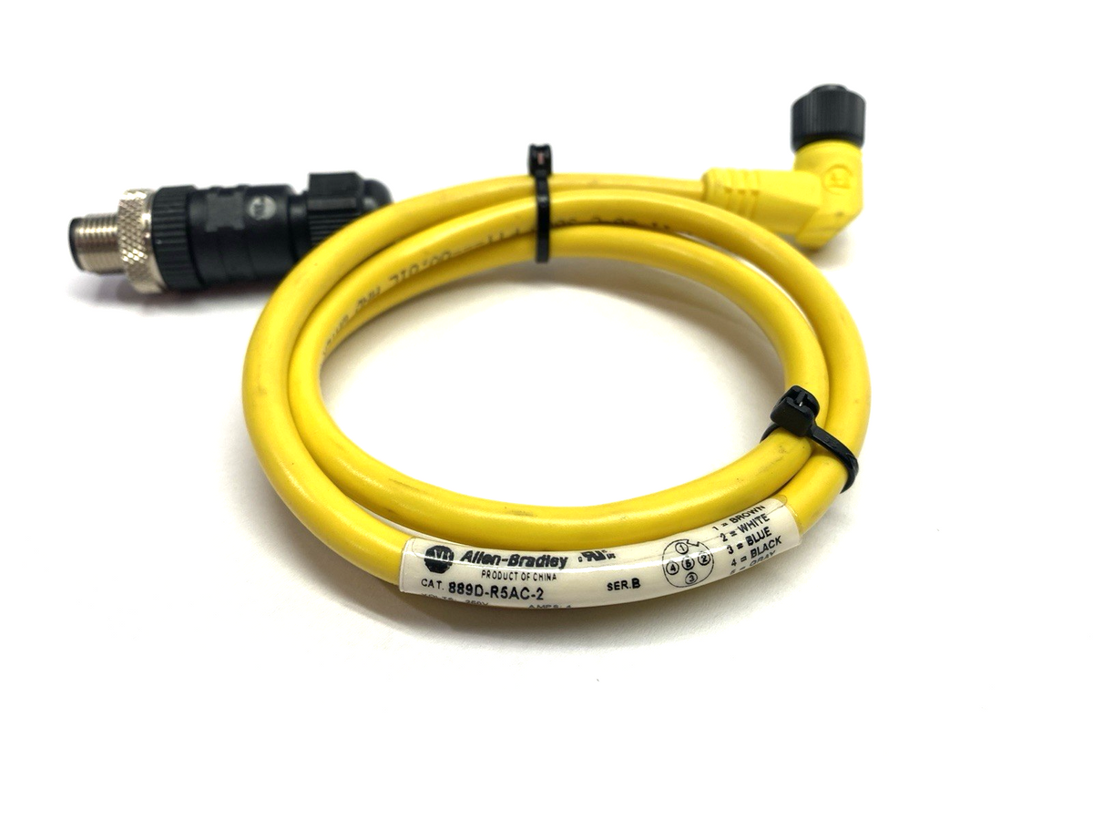 889D-R5AC-2 | Allen Bradley Ser. B DC Micro Female Right Angle Cordset 2m 250V 4A - Used - Maverick Industrial Sales