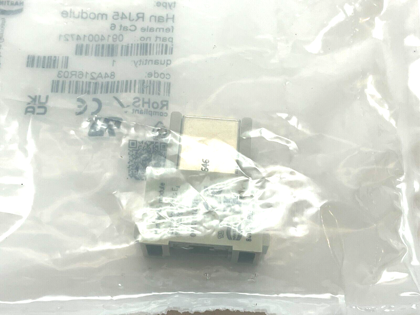 Harting 09 14 001 4721 Han RJ45 Module Female Gender Changer - Maverick Industrial Sales