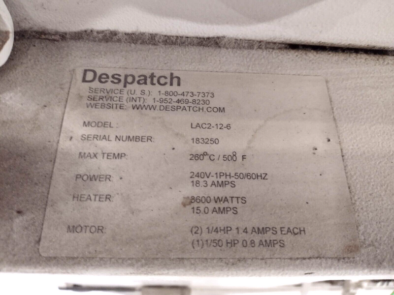 Despatch LAC2-12-16 240V 1PH 8600W Oven LOT OF 2 FOR PARTS - Maverick Industrial Sales