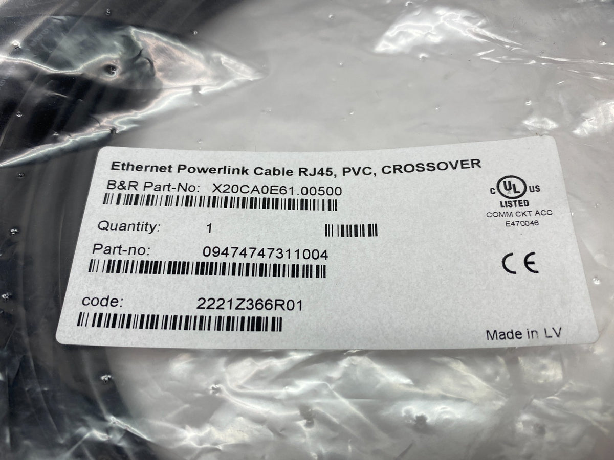 B&R Automation X20CA0E61.00500 Ethernet POWERLINK Crossover Cable 2x RJ45 5m - Maverick Industrial Sales