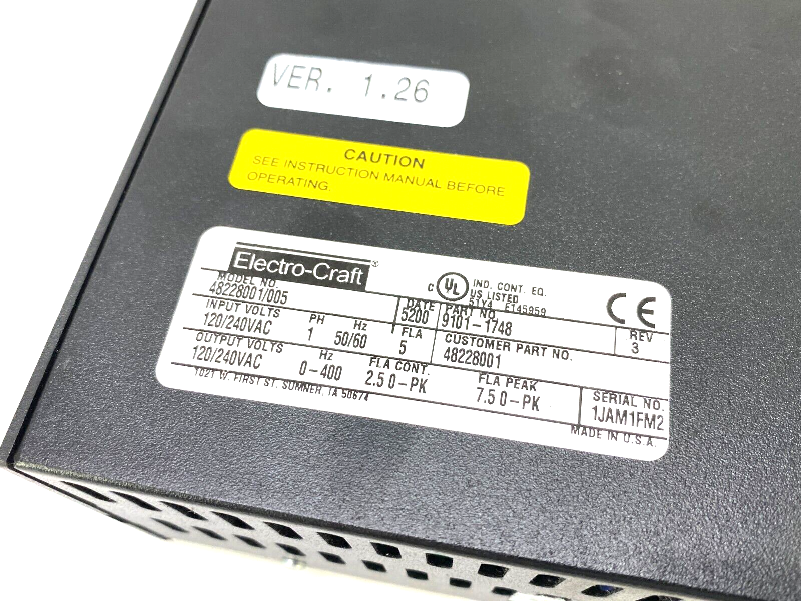 Electro-Craft 48228001/005 BRU Ser Advantage Line Servo Drive 1-Phase 9101-1748 - Maverick Industrial Sales
