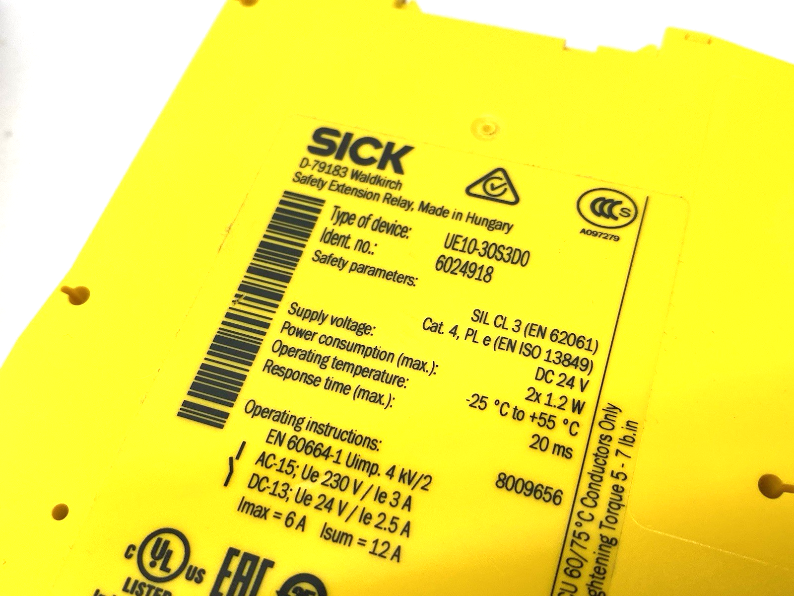 Sick UE10-3OS3D0 Safety Relay, Category 4, SIL 3 (IEC 61508), 6024918 - Maverick Industrial Sales