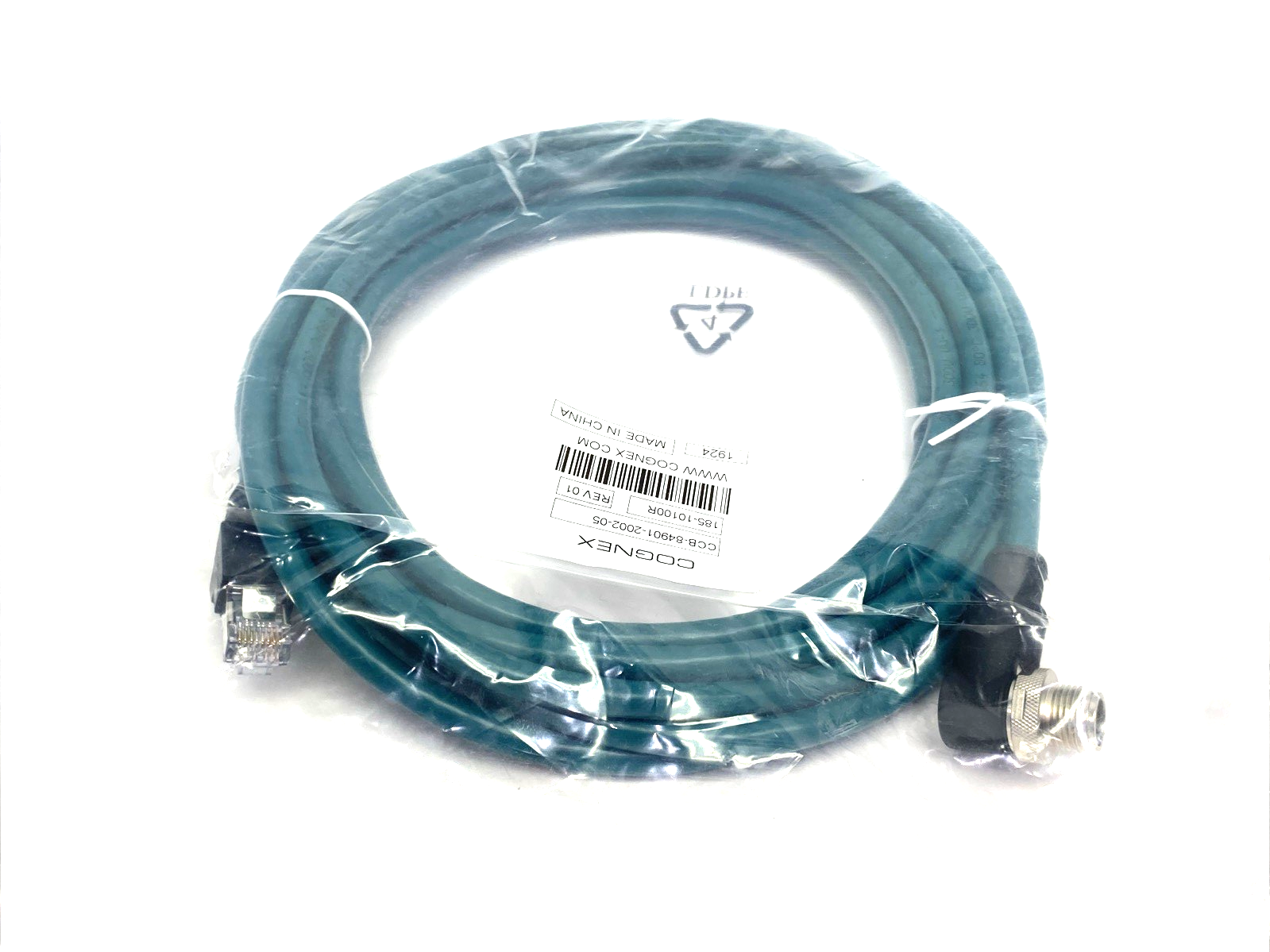 CCB-84901-2002-05 | Cognex Ethernet Cable Double Ended M12 to RJ45 185-10100R - New - Maverick Industrial Sales