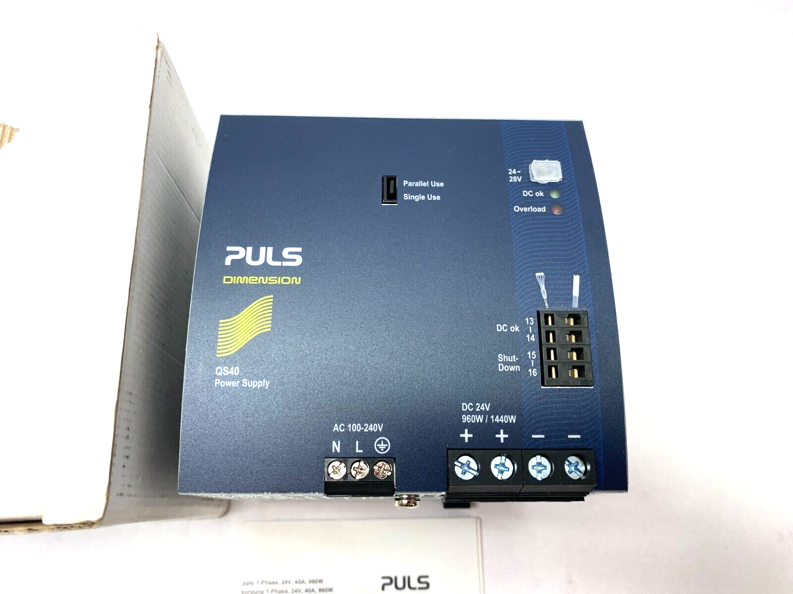 Puls QS40.241 Power Supply 1-Phase 960W, 40A, 24VDC, 100-240VAC Input - Maverick Industrial Sales