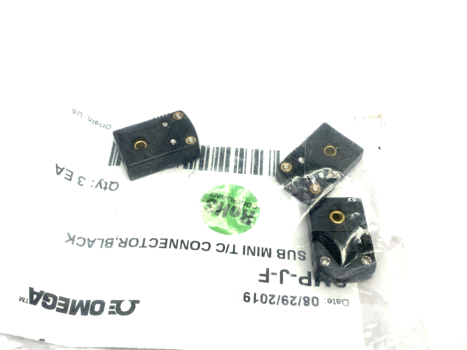 Omega SMP-J-F Sub Mini Thermocouple Connector, Black, Female PKG OF 3 - Maverick Industrial Sales
