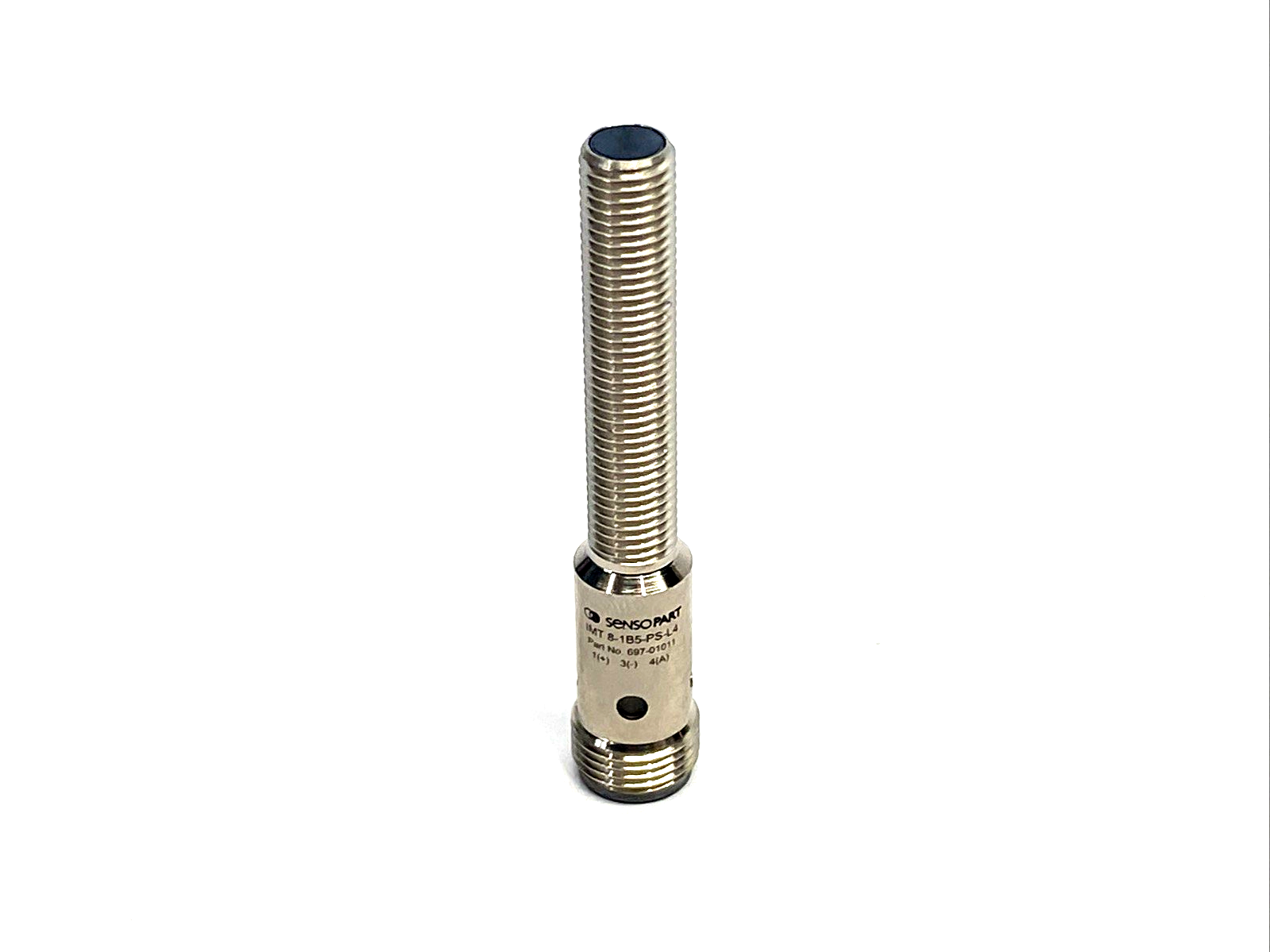 697-01011 | SensoPart Inductive Sensor M8 Body M12 Connector IMT 8-1B5-PS-L4 - New – Open box - Maverick Industrial Sales