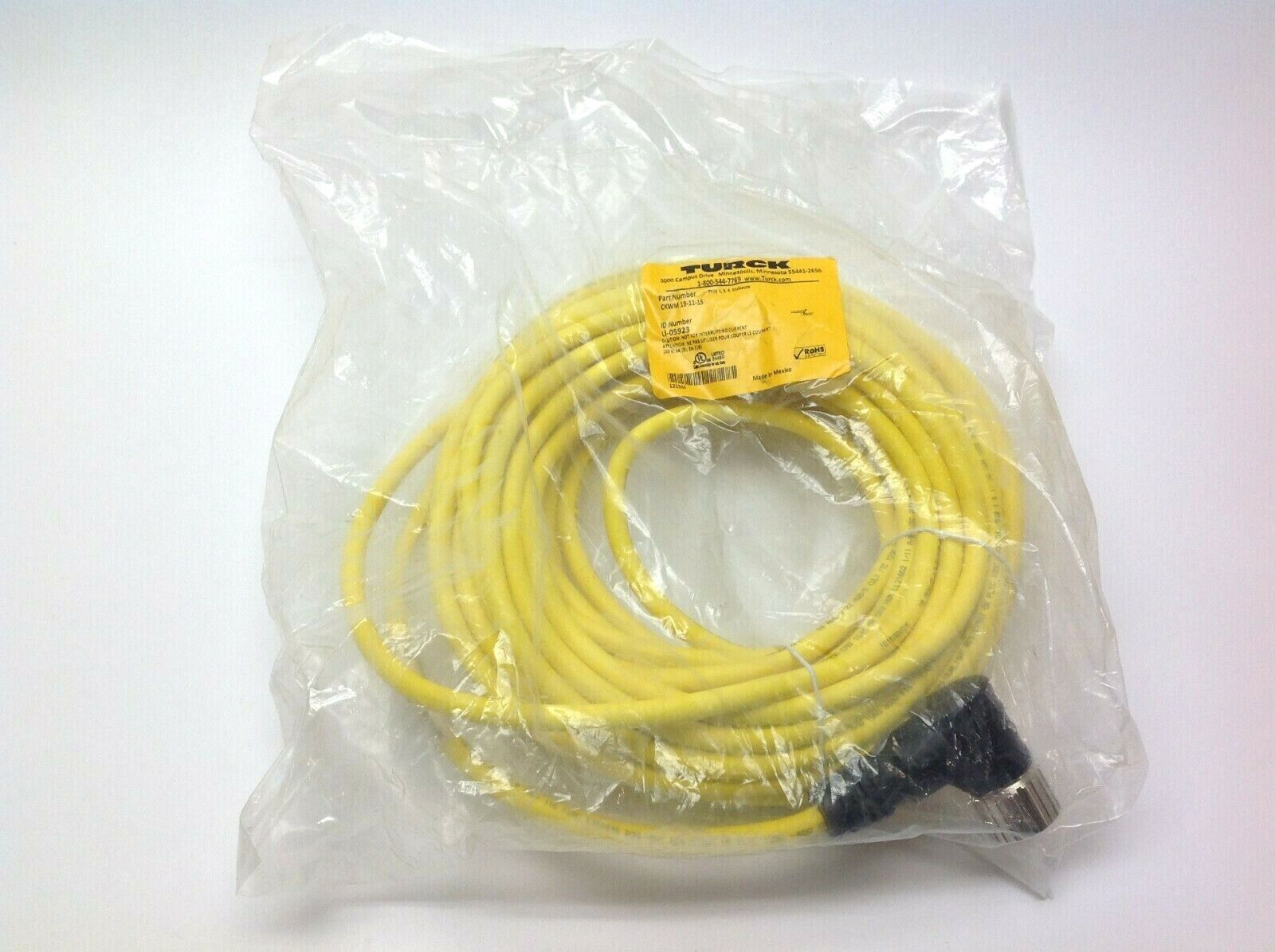Turck CKWM 19-11-15 Right Angle 19 Pin Female To Free End U-05923 - Maverick Industrial Sales