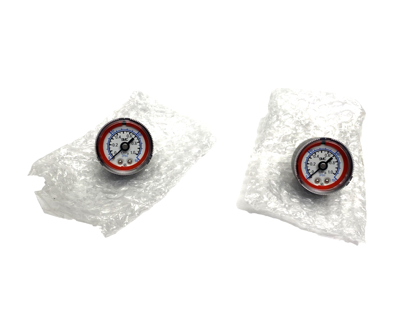 SMC G46-P10-B01-LN-X30 Pneumatic Pressure Gauge 1/4" NPT 150 PSI LOT OF 2 - Maverick Industrial Sales