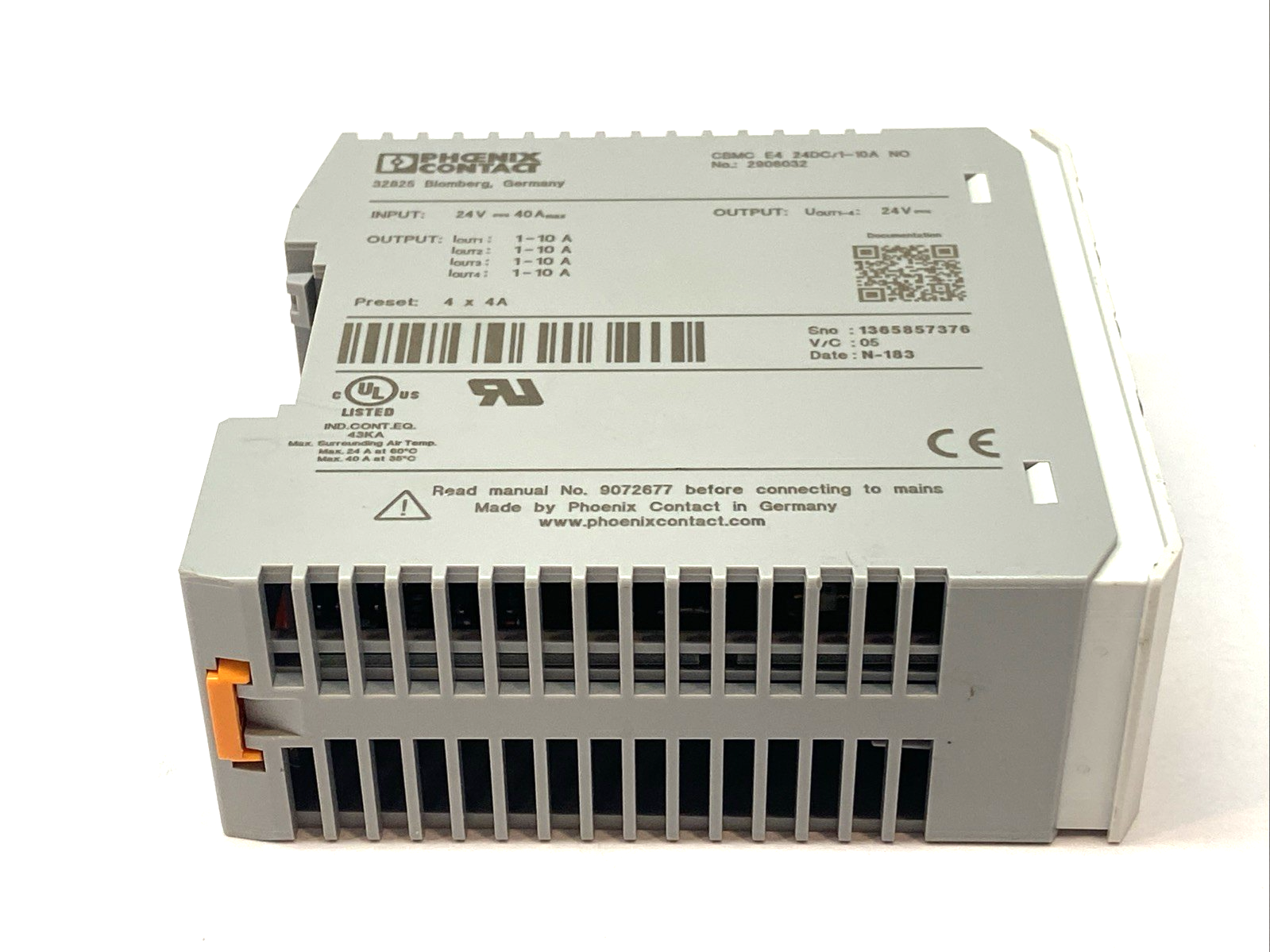 Phoenix Contact CBMC E4 24DC/1-10A NO Electronic Circuit Breaker 2906032 - Maverick Industrial Sales