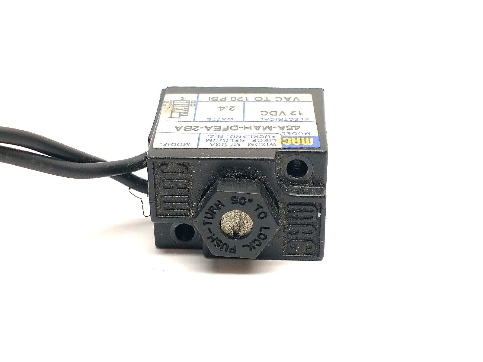 45A-MAH-DFEA-2BA | MAC Valves Manual Operator Solenoid Coil 12VDC 2.4W - Used - Maverick Industrial Sales