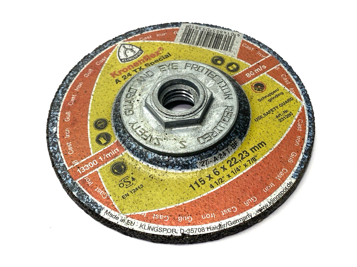 Kroneflex 231250 Grinding Wheel A 24 TX Special 115x6x22.23mm 13300 1/min 80 m/s - Maverick Industrial Sales